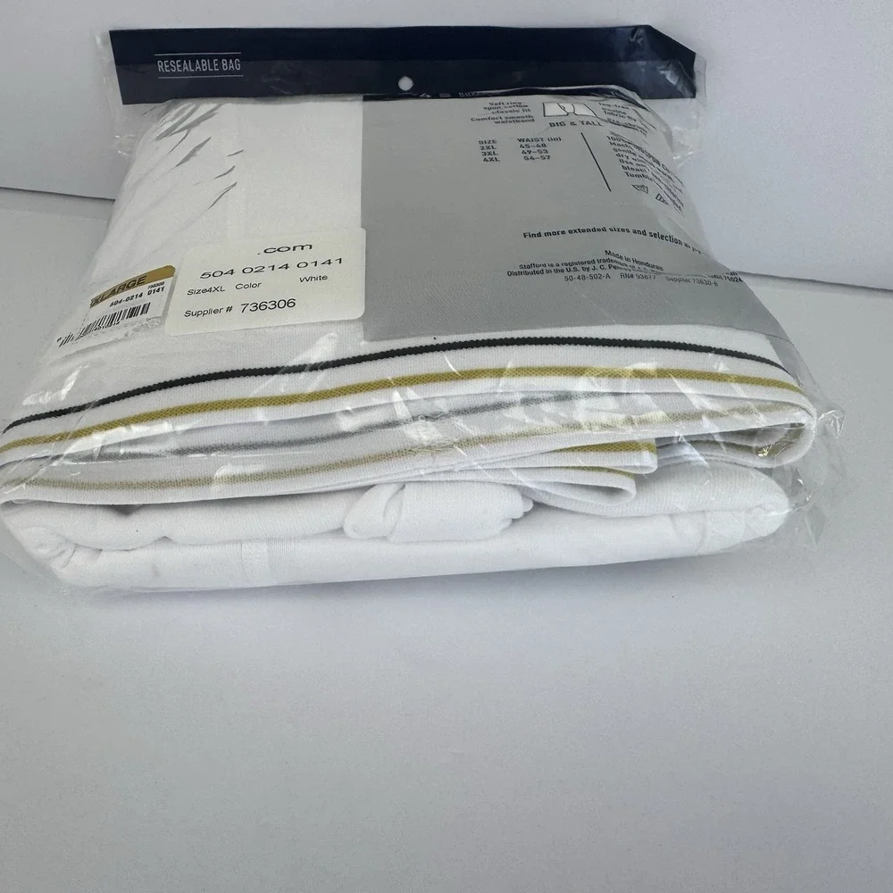 Stafford 4-Pack Men's Big & Tall Cotton‎ Boxer Brief White - BIG